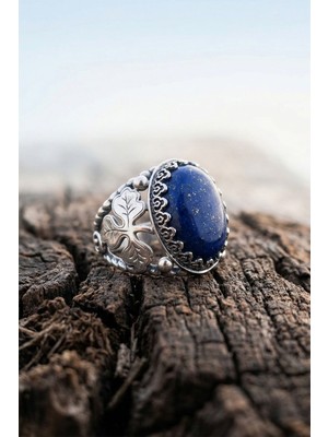 Takıdepo Lapis Lazuli Taşlı Yonca Model El Işçiliği Erkek Gümüş Yüzük
