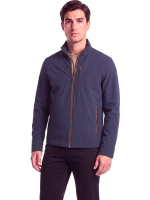 Paul & Shark Erkek Normal Kalıp Alkantara Detaylı Dik Yakalı Uzun Kollu Mavi Ceket 16312005-013
