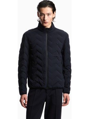 Emporio Armani Erkek Normal Kesim Dik Yaka Kapitoneli Lacivert Ceket EM004947 AF18499-UB118