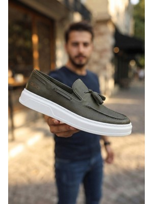 Zerenyus Loafer-X Yüksek Kalite Premium Bağcıksız Günlük Erkek Loafer Haki