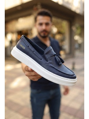 Zerenyus Loafer-X Yüksek Kalite Premium Bağcıksız Günlük Erkek Loafer Lacivert