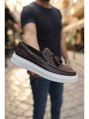 Zerenyus Loafer-X Yüksek Kalite Premium Bağcıksız Günlük Erkek Loafer Kahve