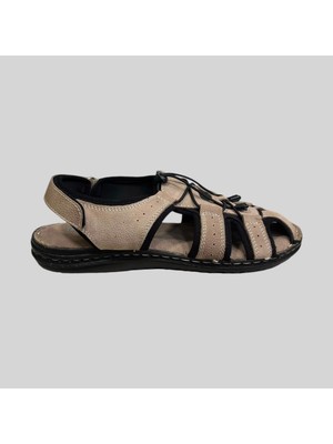 Beren Footwear 03 Erkek Hakiki Deri Önü Kapalı Sandalet Kum