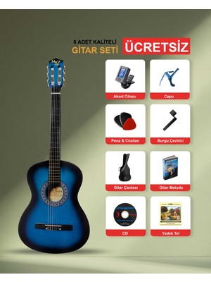 Mavi Renk Klasik Gitar 3/4 Junior Başlangıç Manuel Raymond