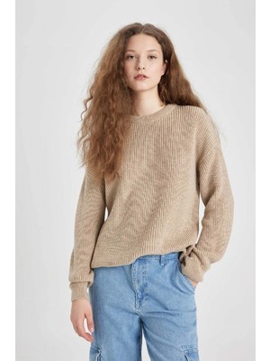 DeFacto Regular Fit Bisiklet Yaka Selanik Kumaş Basic Düz Triko Kazak H6905AZ24WN