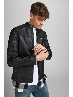 Jack & Jones Erkek Deri Ceket 63412147218 Siyah