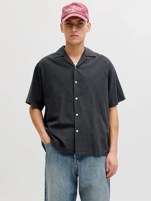Jack & Jones Jjebreeze Lınen Blend Resort Shırt Siyah Erkek Gömlek 12288594