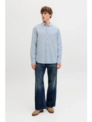 Jack & Jones Jjesummer Linen Blend Erkek Keten Karışımlı Uzun Kollu Gömlek Yazlık