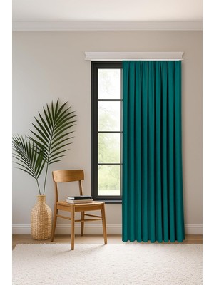 Fabric Design Safir Deniz Yeşili Ekstrafor Büzgülü Kadife Dokulu Yüksek Kaliteli Tek Kanat F
