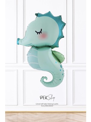 Pek Shop Retro Yeşil Deniz Atı Folyo Balon