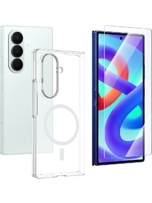 Vendas Galaxy Z Fold 8 Ultra Uyumlu Kamera Korumalı M-Safe Şarj Özellikli Şeffaf Zore London Sert PC Kapak + Nano Ekran Koruyucu
