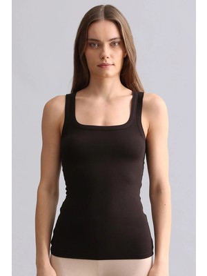 Mısırlı Modal By Tencel U Helen Kalın Askılı Long Atlet Kahverengi