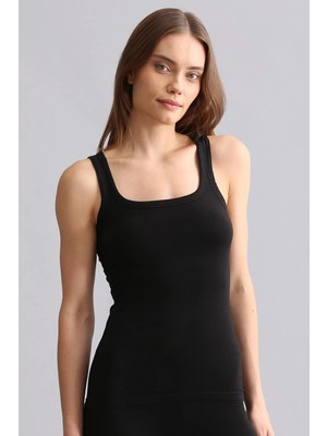 Mısırlı Modal By Tencel U Helen Kalın Askılı Long Atlet Siyah