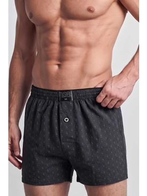 Mısırlı Erkek Pamuk Artemis Relax Fit Boxer Yıldız Desenli/Füme
