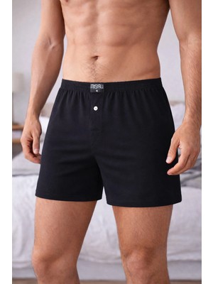 Mısırlı Erkek Pamuklu Ares Şort  Boxer Siyah