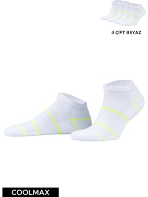 Mısırlı Unisex Coolmax Ecomade Patik Çorap - 4 Lü Beyaz