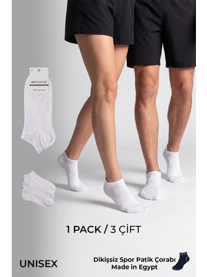 Socksmax Unisex Pamuklu Dikişsiz Üçlü Patik Çorap Beyaz