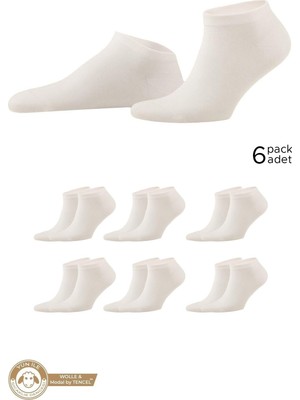 Mısırlı Unisex Yün & Lyocell By Tencel  Karışımlı 6 Çift Patik Çorap Ekru