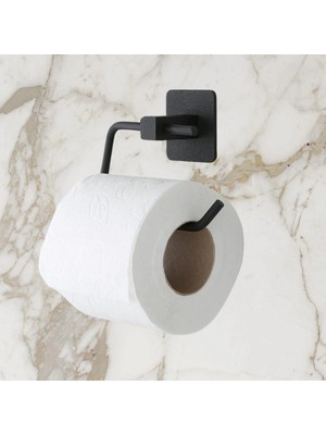 Eco Lounge Kendiliğinden Yapışkanlı Siyah Paslanmaz Metal Kapaksız Tuvalet Kağıtlığı Aparatı BX40