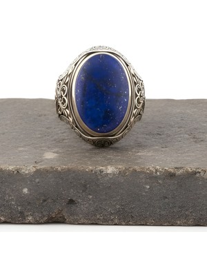 Takıdepo Lapis Lazuli Taşlı Berceste Model Gümüş Erkek Yüzük