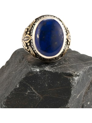 Takıdepo Lapis Lazuli Taşlı Gümüş Erkek Yüzük