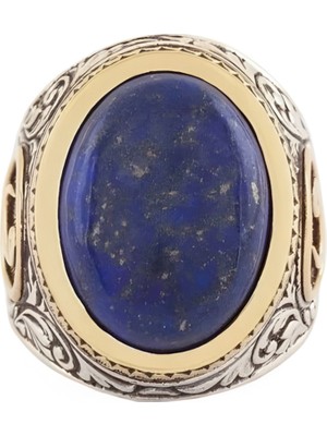 Takıdepo Vav Desenli Lapis Lazuli Taşlı Gümüş Yüzük