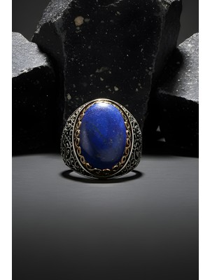 Takıdepo Büyük Boy Sarmaşık Model Lapis Lazuli Taşlı Gümüş Yüzük