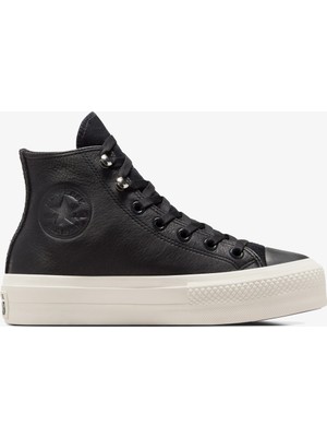 Converse Chuck Taylor All Star Lift Unisex Siyah Deri Platform Sneaker