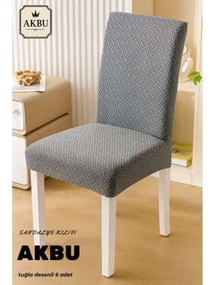 Akbu Sandalye Kılıfı , 6lı Paket , Likrali Kümaş Desenli Sandalye Örtüsü, Lastikli, Esnekli ,kaliteli