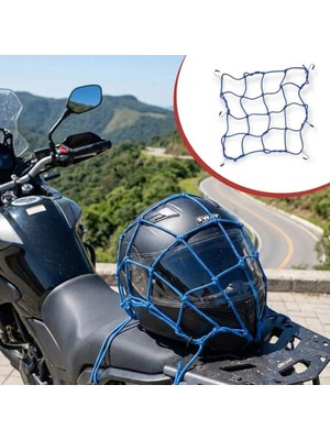 Go İthalat Kask  Esnek Motosiklet Kask ve Bagaj Filesi - Kask Sabitleyici Plastik Kancalı Taşıma Ağı 35X35 cm (4604)