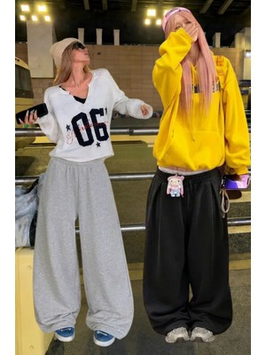 Vladivosto Bol Unisex Oversize Yüksek Bel Baggy Eşofman Altı Ayarlanabilir Stoper Paça