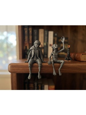 ​frodo & Gollum Oturan Figür 2'li Set - Metalik Boyalı