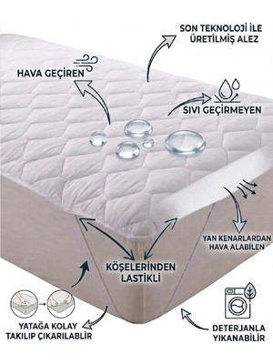 Divanev Kapitoneli 70X140 cm Sıvı Geçirmez Yatak Koruyucu Bebe Alez Köşe Lastikli