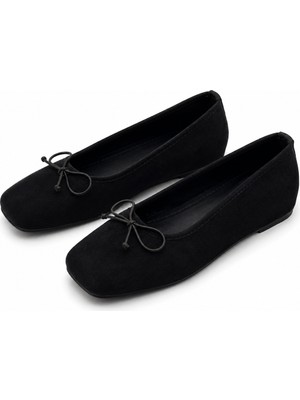 Patron Shoes Kadın Gizli Ökçeli Babet Kare Burun Fiyonk Detaylı Günlük Rahat Ayakkabı
