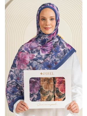 Jawel Fransız Ipeği Şal Paketi Marsala (Bordo Haki-Sarı-Lacivert)