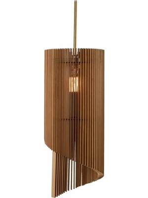 St. Morritz Çizgi Modern Tasarım Doğal Ahşap Mdf 3D Lazer Kesim Rustik Salon Avize