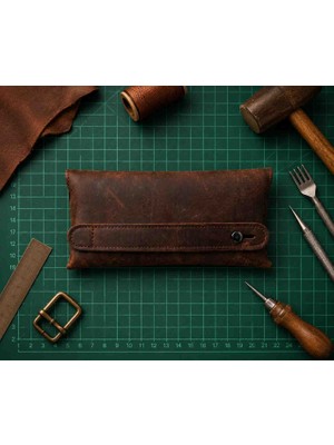 Vintage Leather Craft Hakiki Deri Erkek El Portföyü