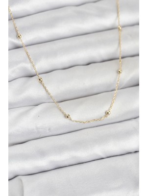 Alkasaz cm 14K Gold Renk Minik Top Zincirli Kadın Kolye