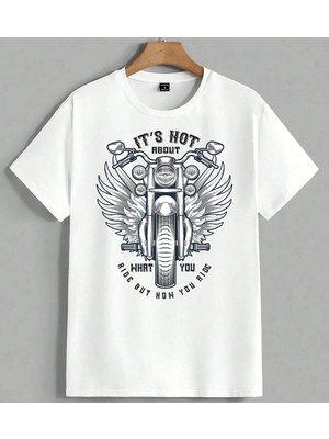 Motosiklet Kanat It S Not Unisex Oversize Tişört Beyaz