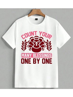 Count Your Blessings Hindi Unisex Oversize Tişört Beyaz