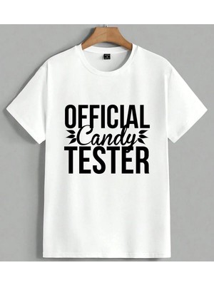 Official Candy Tester Seker Unisex Oversize Tişört Beyaz