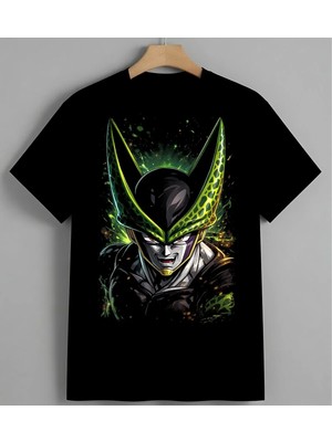 Uzayli Kafa Yesu Baski Suyumsu Unisex Erkek Kadın Oversize Tişört Siyah