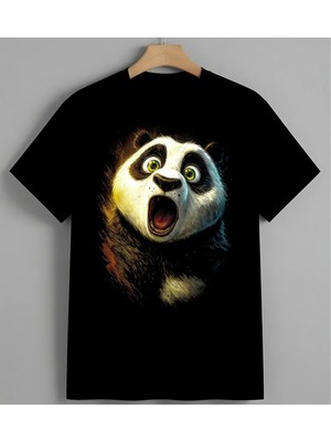 Saskin Kedi Renkli Cizim Baskılı Unisex Erkek Kadın Oversize Tişört Siyah