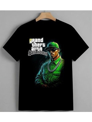 Neon Sanat Hip Hop Karakter Unisex Erkek Kadın Oversize Tişört Siyah
