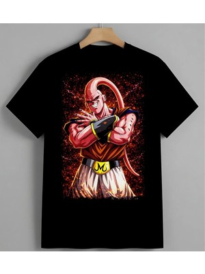 Kirmizi Kahraman Anime Unisex Erkek Kadın Oversize Tişört Siyah