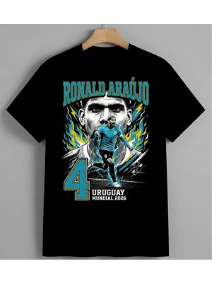 Ronald Araujo Futbol Oyuncu Baskılı Unisex Erkek Kadın Oversize Tişört Siyah