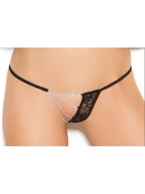 Tegan Mor Gece Fantezi Zincirli Dantelli String Tanga