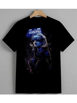 Loading Vr Gozluk Teknoloji Unisex Erkek Kadın Oversize Tişört Siyah
