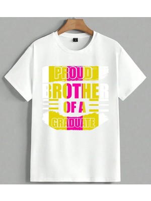 Proud Brothe Of A Graduate Unisex Oversize Tişört Beyaz