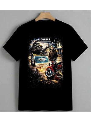Oasis Band Retro Sanat Vintage Unisex Erkek Kadın Oversize Tişört Siyah